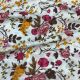 White Multi Color Floral Printed Slub Dupion Fabric