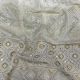White Lucknowi Chikan Mirror Embroidery Georgette Fabric With Border (Dyeable)