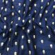 Navy Blue Slub Dupion Fabric Floral Motifs Embroidery 