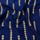 Navy Blue Slub Dupion Fabric With Floral Zari Embroidery 