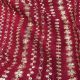 Red Slub Dupion Fabric With Stripes Sequins Embroidery 