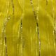 Yellow Pure Organza Silk Fabric with Stripes Embroidery
