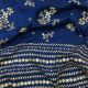 Royal Blue Floral Zari Embroidery Slub Dupion Fabric With Border