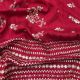 Red Floral Zari Embroidery Slub Dupion Fabric With Border
