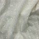 White Viscose Georgette Fabric With Rainbow Mirror Embroidery (Dyeable)