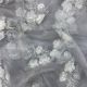 Pastel Grey Pure Organza Silk Fabric with Floral Sequins Embroidery