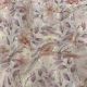 Peach Floral Embroidery Printed Pure Linen Fabric