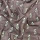 Brown Floral Motifs Embroidery Pure Linen Fabric