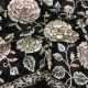  Black Georgette Fabric Floral Thread Embroidery 