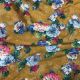 Mustard Yellow Chinon Fabric with Multicolor Floral Print Sequence Embroidery 