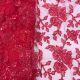  Red Floral Sequins Embroidery Net Fabric  