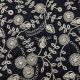  Black Raw Silk Fabric with Floral Zari Embroidery  