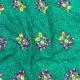  Green Raw Silk Fabric with Floral Embroidery  