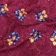  Maroon Raw Silk Fabric with Floral Motifs Embroidery  