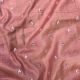  Peach Pure Tussar Silk Fabric With Floral Mirror Motifs Embroidery 