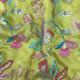  Yellow Tissue Fabric with Floral Print and Embroidery 