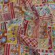  Orange Chinon Fabric with Multicolor Abstract Print Sequins Embroidery 