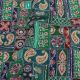  Green Chinon Fabric with Multicolor Abstract Print Sequins Embroidery 