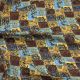 Beige / Multicolor Linen Satin Fabric with Geometric Design