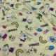 Lemon Yellow Snoppy Quirky Print Rayon Cotton Fabric 56 Inches Width