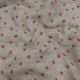 Natural Beige Pure Linen Printed Fabric With Pink Polka Dots
