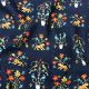 Navy Blue Semi Silk Fabric with Patola Print