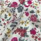 Beige Pure Linen Multi Color Floral Printed Fabric