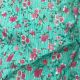 Sea Green Floral Printed Cotton Fabric with Pintucks Embroidery
