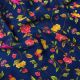 Blue Soft Slub Dupion.Floral Printed Fabric