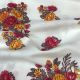 White Multi Color Floral Printed Slub Dupion Fabric