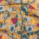 Light Brown Pure Linen Multi Color Floral Printed Fabric