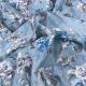 Blue Pure Linen Multi Color Floral Printed Fabric