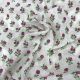 White Cotton Printed Fabric Pink Floral Motifs