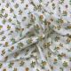 White Cotton Printed Fabric Yellow Floral Motifs