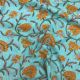 Sky Blue Floral Silver Foil Cotton Printed Fabric 