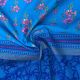 Blue Floral Motifs Cotton Printed Fabric With Border