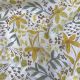 Off-White Pure Linen Fabric with Yellow Floral Print