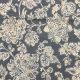 Grey Flax Cotton Floral Foil Printed Fabric 