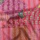Coral Pink Floral Kantha Print Rayon Cotton Fabric