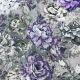 Grey Floral Printed Pure Linen Fabric