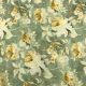 Sea Green Floral Printed Pure Linen Fabric