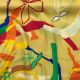 MultiColor Satin Fabric with Abstract Digital Print