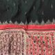 Black Ikat Pure Handloom Cotton Fabric With Kalamkari Border