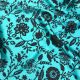  Peacock Blue Modal Satin Fabric with Floral Print 
