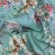  Pista Green Slub Cotton Fabric with Floral Print 