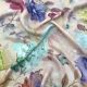  Peach Shimmer Georgette Fabric Floral Print 