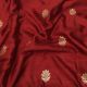 Red Floral Motifs Pure Banarasi Raw Silk Fabric