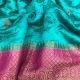 Green Bandhani Banarasi Pure Silk Fabric with Border