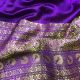Purple Pure Banarasi Brocade Raw Silk Fabric With Zari Border 