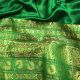 Green Pure Banarasi Brocade Raw Silk Fabric With Zari Border 